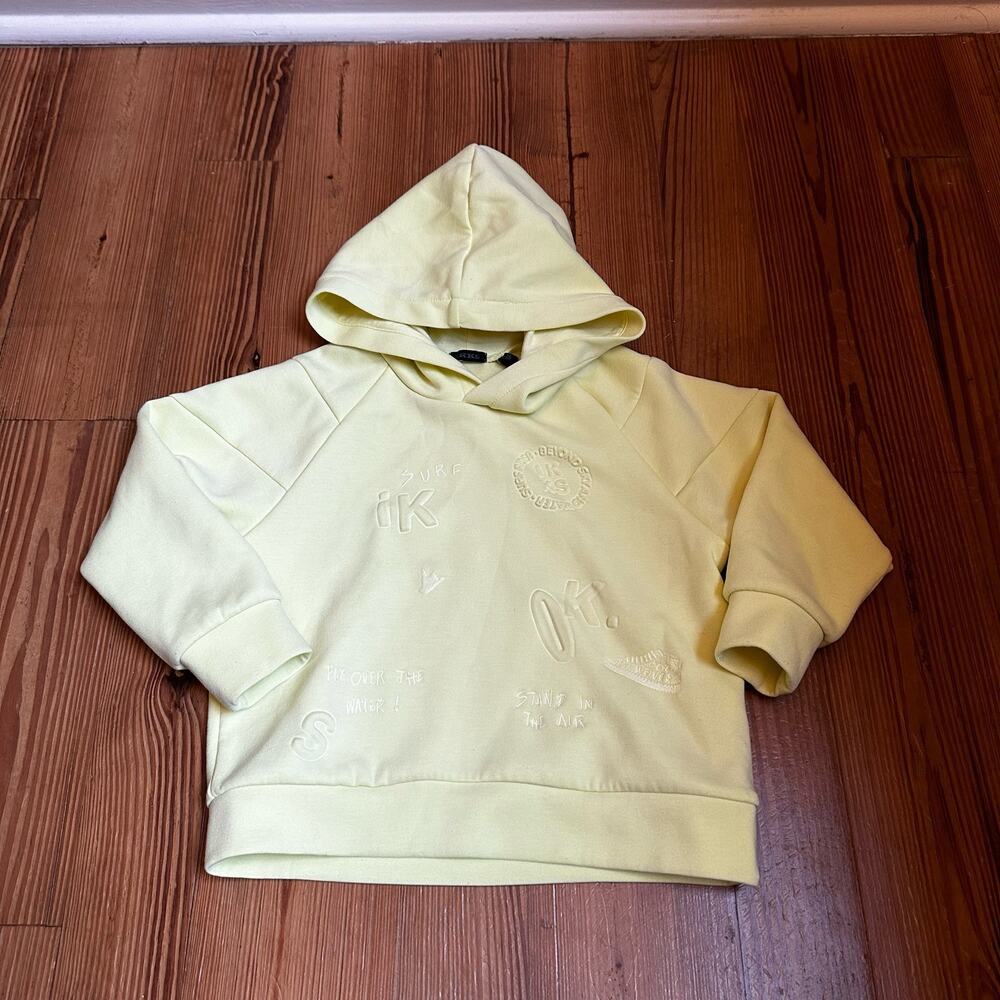 IKKS yellow‎ embossed surf hoodie sweatshirt SIZE 4